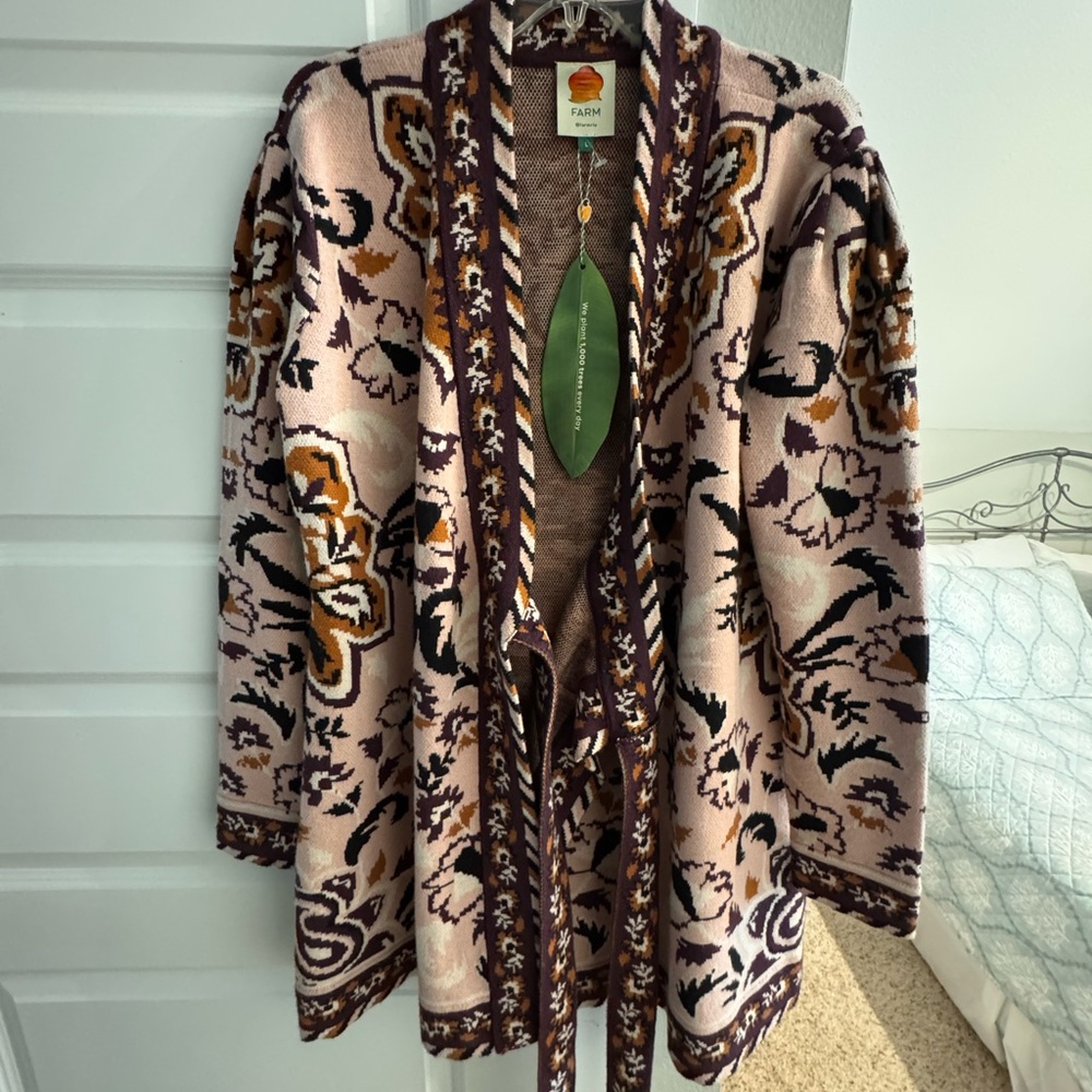 FARM Rio Pink and Black Floral Long Sleeve Dress - Picture 8 of 8